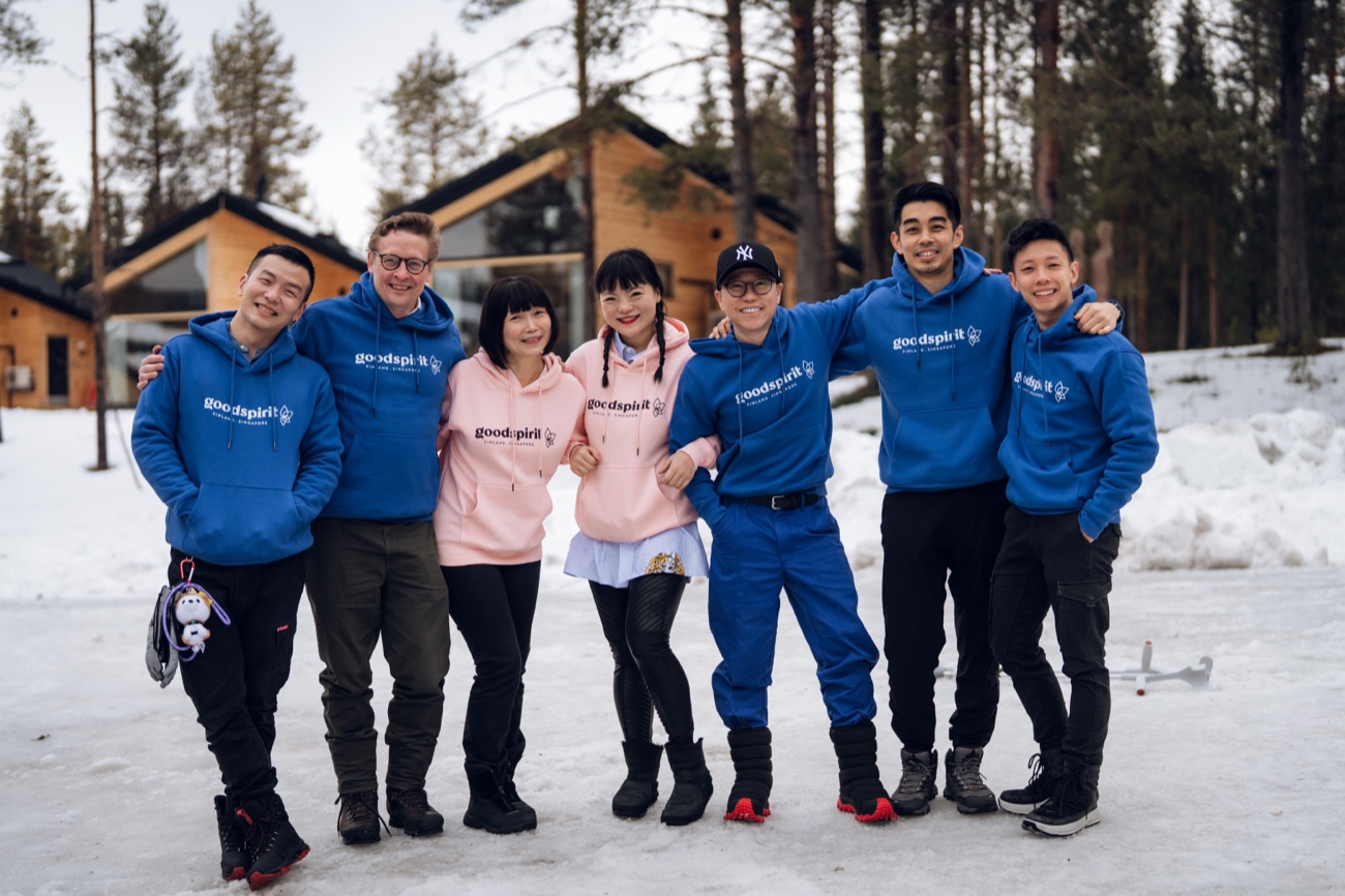 The Good Spirit group in branded hoodies at the LITO Retreat in Finland